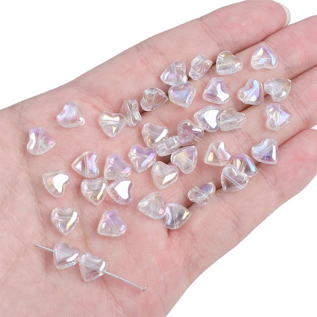 Beads Jewelry Making Type 10 Pieces Glass Heart Shape Flower DIY Jewelry Accessories Beads