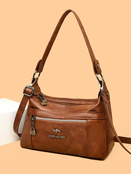 Retro Versatile Shoulder Bag, Textured Commuter Large-Capacity Handbag, Multi-Compartment Soft Leather Versatile Crossbody Bag for Women
