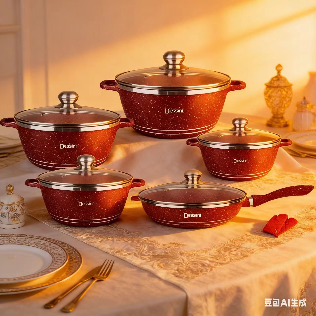 Dessini 12-Piece Set of Maifan Stone Cookware Set, Aluminum Pot Set, Non-Stick Pan, Multi-Functional Non-Stick Pan