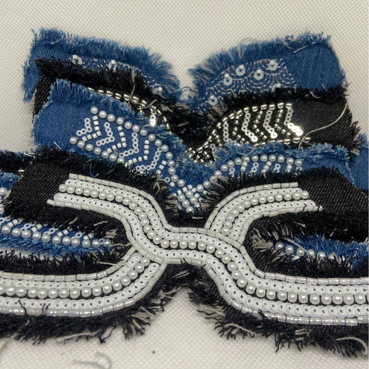 Сетка красная кисточка Liangduo Женская плоская подошва джинсовая бусина