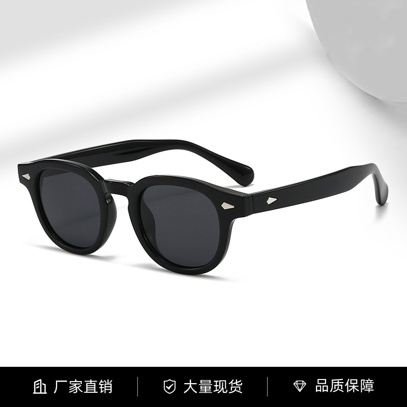 2026新款韩版潮流太阳镜时尚椭圆框铆钉装饰墨镜开车防晒眼镜