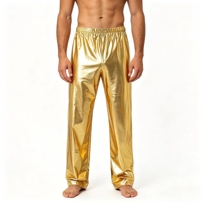 Amazon Cross-Border Men's Metal Shiny Personalized Men's Pants Stage Performance Party Yoga Casual Straight Pants