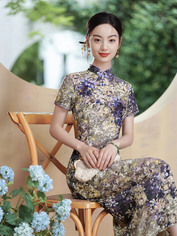 妈妈修身旗袍年轻款新款气质中国风女装民国复古改良优雅旗袍淑女|undefined
