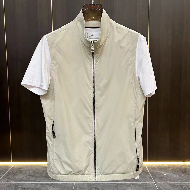 New men's business casual trendy fashion vest with stand-up collar and zipper, light business vest, 2026 spring/autumn, navy blue New men's business casual trendy fashion vest with stand-up collar and zipper, light business vest, 2026 spring/autumn, navy blue