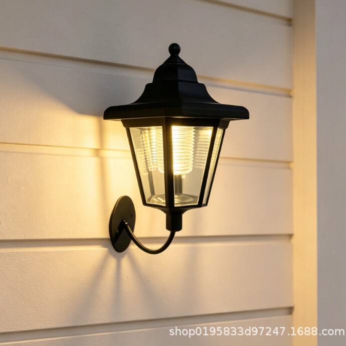 Cross-Border Popular Solar-Powered Hexagonal Wall-Mounted Lamp, Outdoor Waterproof Garden Lamp, Garden Landscape Decorative Lamp