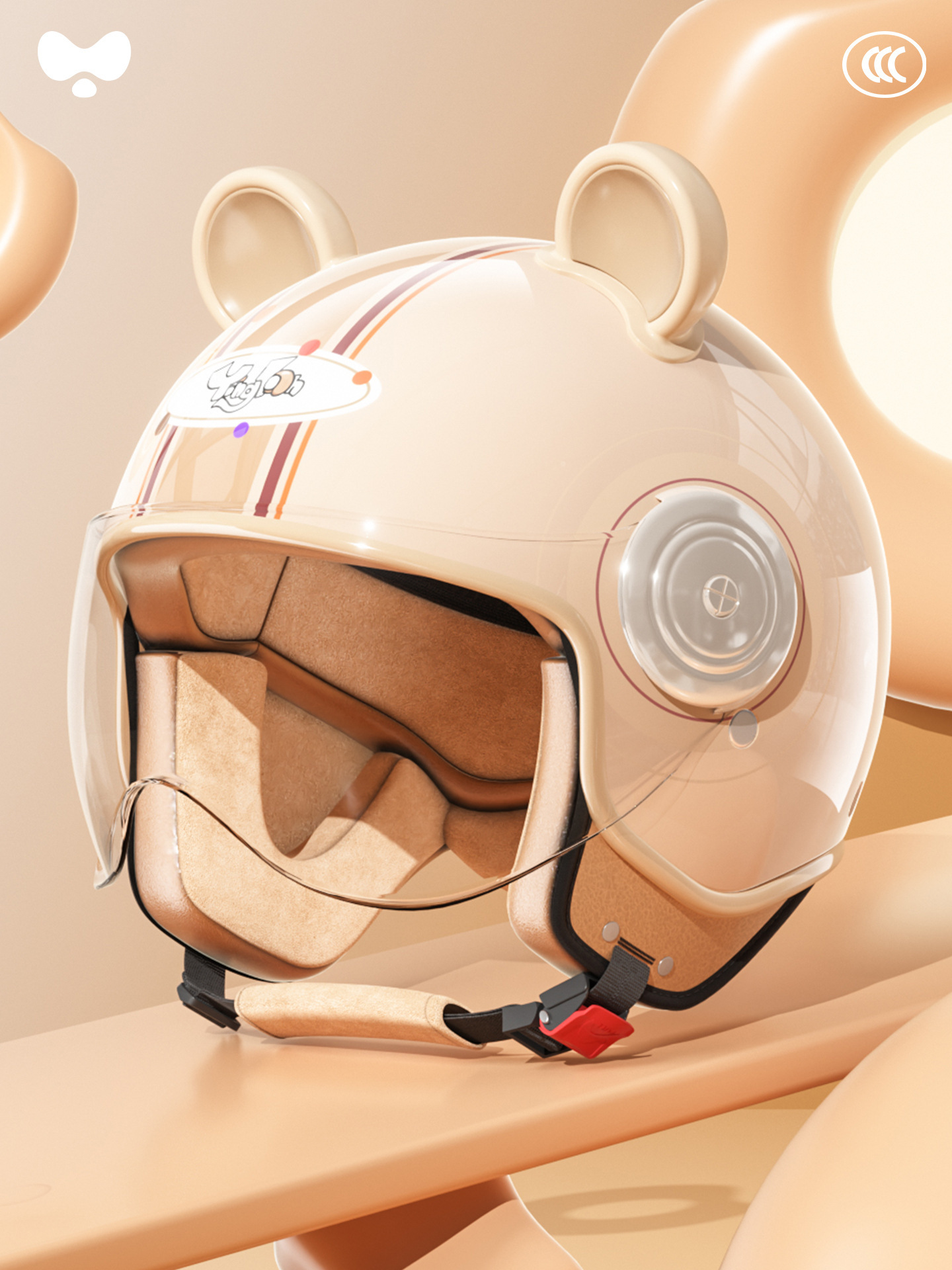 Motuoche – Motosiklet kaskı (dəbilqə) Parent-Child Helmet - 3c-adult-apricot-hd-short-mirror-class-a-new-national-standard