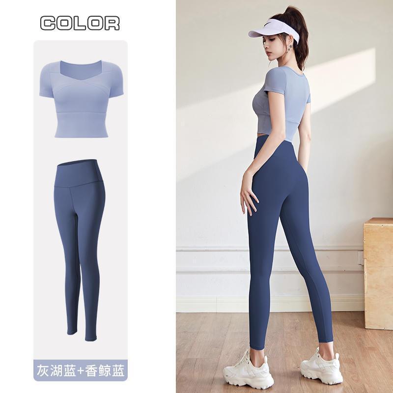 Trajes de yoga para mujeres de verano nuevo secado rápido manguito corto cojín de pecho para correr salto de cuerda ropa deportiva comercio al por mayor