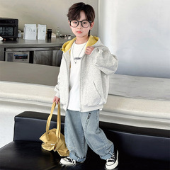 男児コート春秋タイプ2025新型子供春服フード付き春スポーツ男の子カジュアル上着ブーム