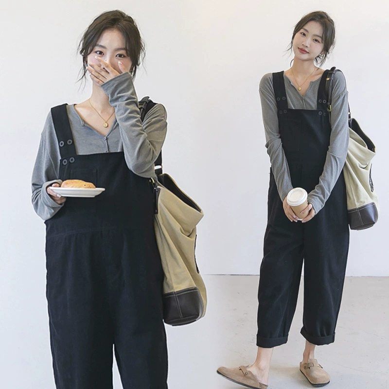 Одежда для беременных Весна и осень 2023 новый костюм модные подтяжки повседневные корейские брюки из двух частей женская мода