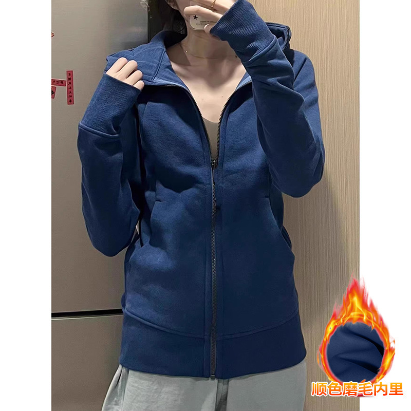 山东即墨卫衣上衣女带帽慵懒chic运动瑜伽服健身服秋冬显瘦外套|undefined