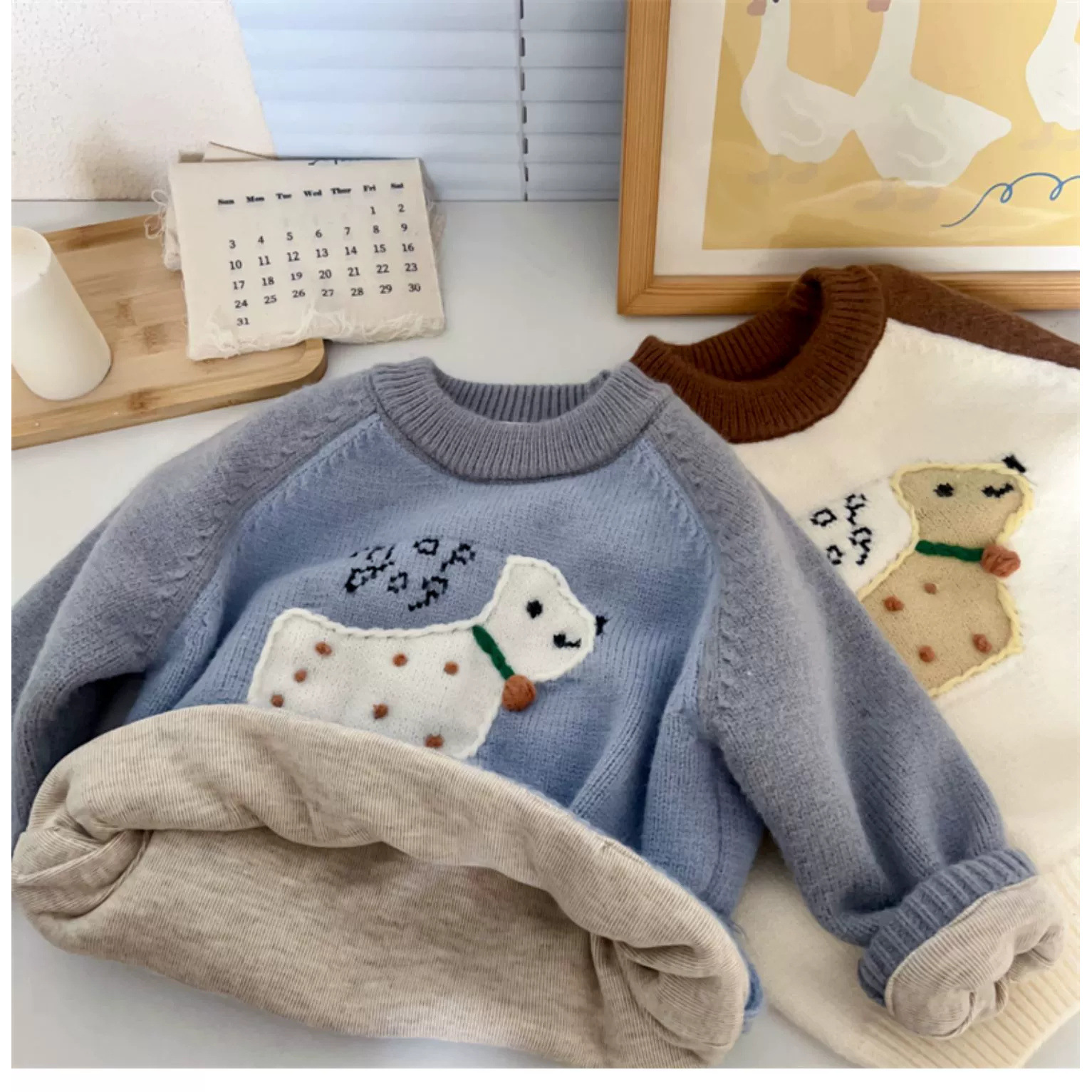 Children's winter keep warm cartoon knitted sweater for boys