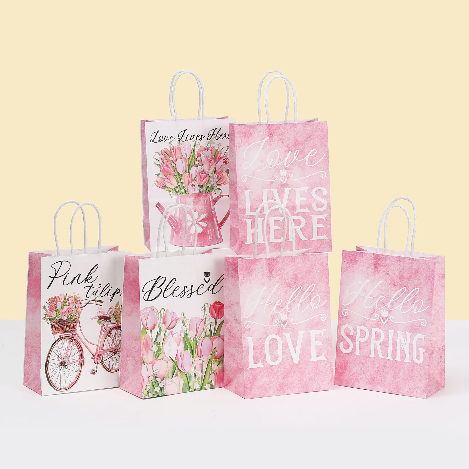 新款跨境牛皮纸袋爱生活主题手提伴手礼袋商场购物外卖奶茶打包袋