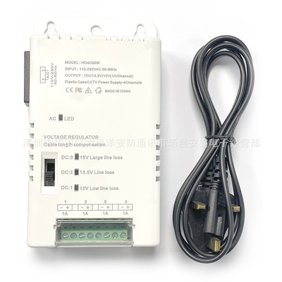 Блок питания, монитор, камера видеонаблюдения, переключатель, 12v