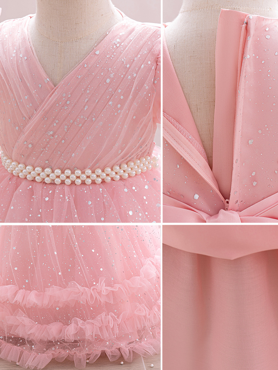 Vestido de niña de comercio exterior transfronterizo vestido de princesa esponjoso con lentejuelas con cuentas vestido de bebé para niños