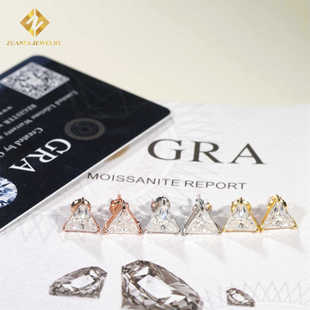 New cross-border exclusive for hot AliExpress 925 silver inlaid straight triangle moissanite earrings in stock wholesale