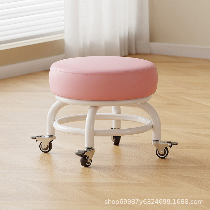 Rueda universal taburete pequeño polea doméstica taburete redondo para cambiar zapatos limpiador taburete bajo con artefactos mágicos para niños pequeños taburetes silenciosos