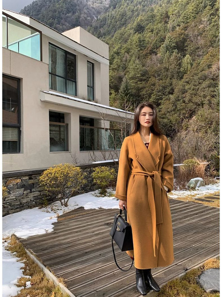 Double-sided cashmere long woolen winter woolen coat