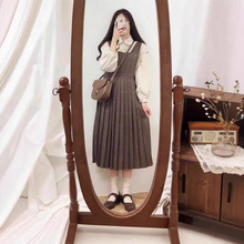 6766韩版及踝秋冬季背心背带连衣裙女长款到脚踝冬裙子学生超长裙