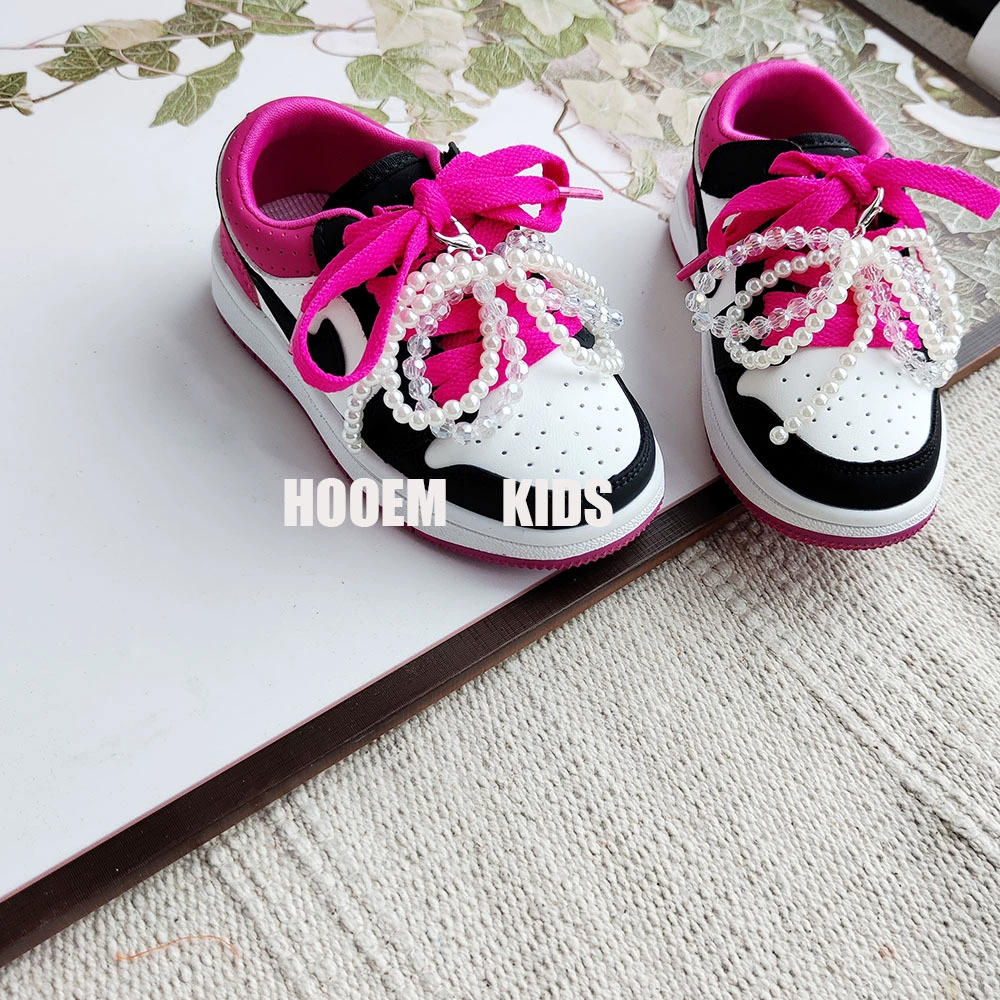 Детские низкие кроссовки для девочек, осень 2025, новые, с жемчужным бантом, туфли принцессы, повседневная спортивная обувь