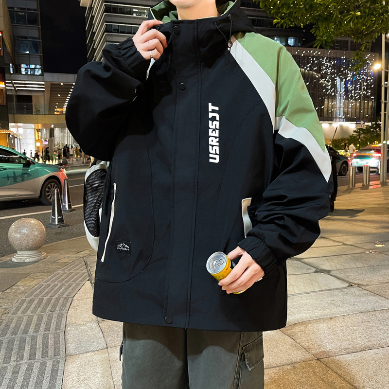 Teenagers' Hooded Jacket for Men, 2026 Spring and Autumn New Style, Plus Size, Super Stylish, for Big and Tall Guys, Outerwear