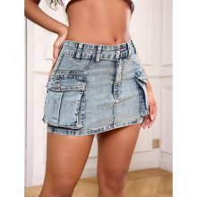 O 21214 Pocket denim skirt women ��װ�ڴ�ţ�ж�ȹ�羳��