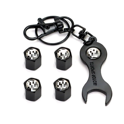 valve | Anti-Deflation Silver Wrench Alloy Valve - large-s-zhongbiao-4-pack-black-wrench-keychain