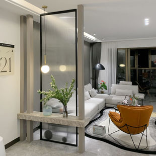 Trendy Creative Changhong Glass Partition for Living Room to Block Feng Shui and Attract Wealth, Screen for Entrance Door, Foyer, Rock Slab Marble