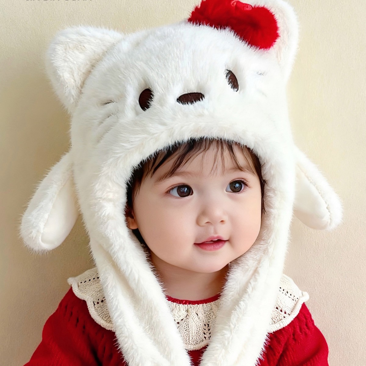 Sombreros infantiles otoño-invierno lindos niñas sombreros de niños turbanos de peluche caliente para mujeres tesoros gorras de protección de orejas image 3