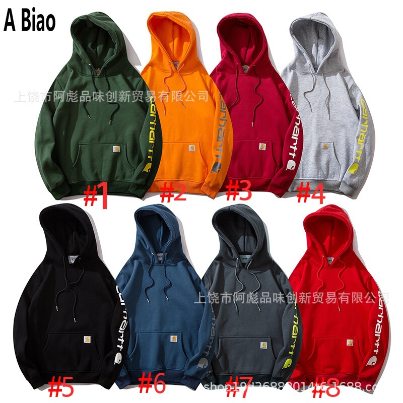 Hot-Selling Cross-Border Amazon European and American Trendy Brand Carhartt Hooded Sweatshirt with Fleece Lining, Unisex Pullover, Wholesale from Manufacturer