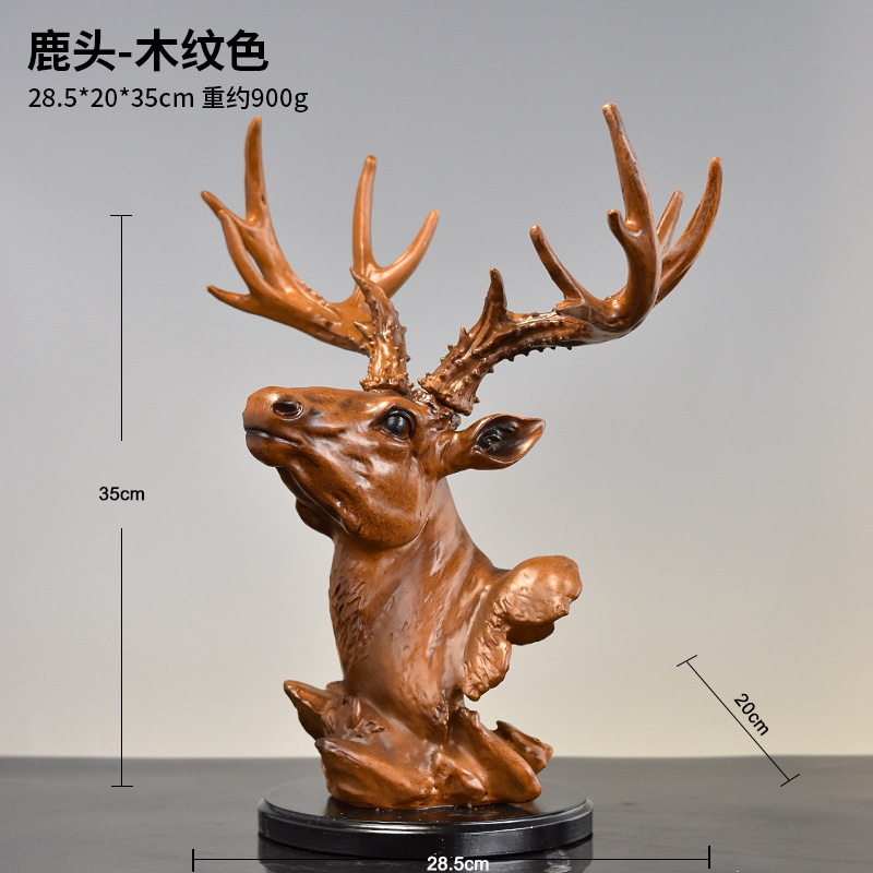 北欧仿真鹿头鹿角摆件动物头雕像家居装饰复古玄关客厅树脂工艺品|undefined