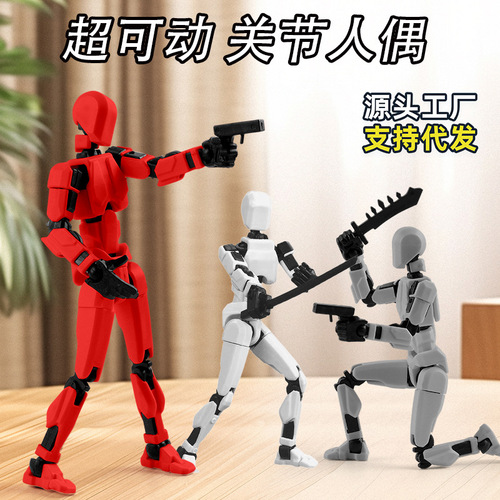 Building block articulated lucky doll multi-jointed articulated action figure robot dummy stress relief gadget wholesale toy