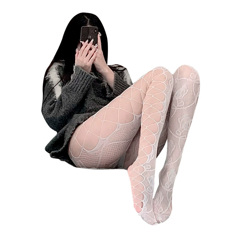 Линлинтинг Sexy колготки, белое кружевное рыболовное сетка, интернет-знаменитость