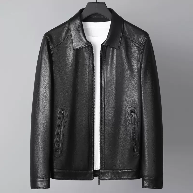 翻领真皮皮衣男款山羊皮男士外套新款2025爆款单皮夹克高级感春秋