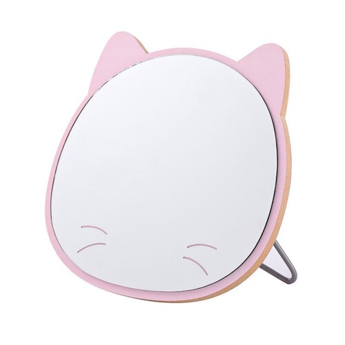 ins wooden cartoon makeup mirror high-value foldable desktop dressing mirror student bedroom portable desktop mirror