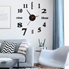 Black creative three dimensional decorations for living room, watch on wall, simple and elegant design, European style