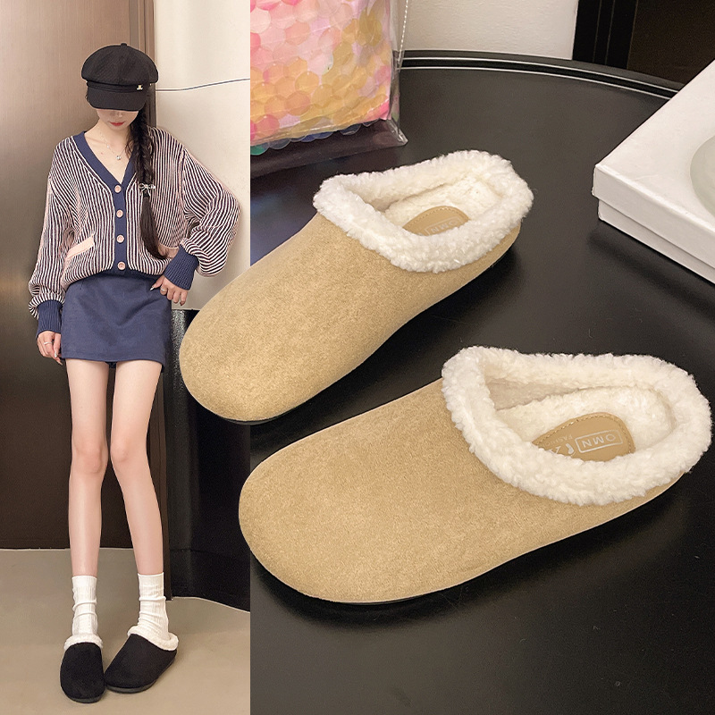 Lamb Wool Retro Flats-Bottomed Toe Half Slippers 2025 Autumn and Winter New Style Slip-On Snow Boots Birkenstock Fur Shoes for Women Lamb Wool Retro Flats-Bottomed Toe Half Slippers 2025 Autumn and Winter New Style Slip-On Snow Boots Birkenstock Fur Shoes for Women