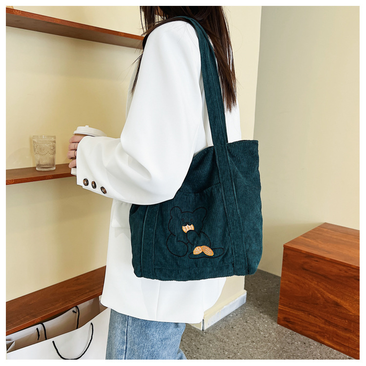 Women's All Seasons Corduroy Solid Color Basic Square Zipper Shoulder Bag display picture 3