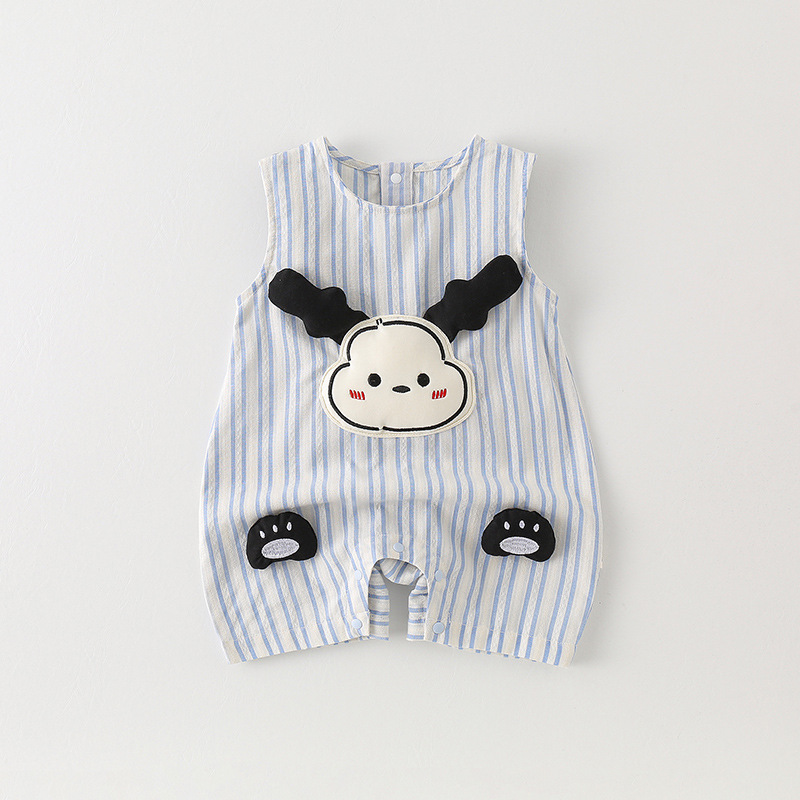 Baby Clothes, Summer Thin Jumpsuits for Male and Female Babies, Full Moon and 100 Days, Sleeveless and Cute Crawling Clothes for Going Out