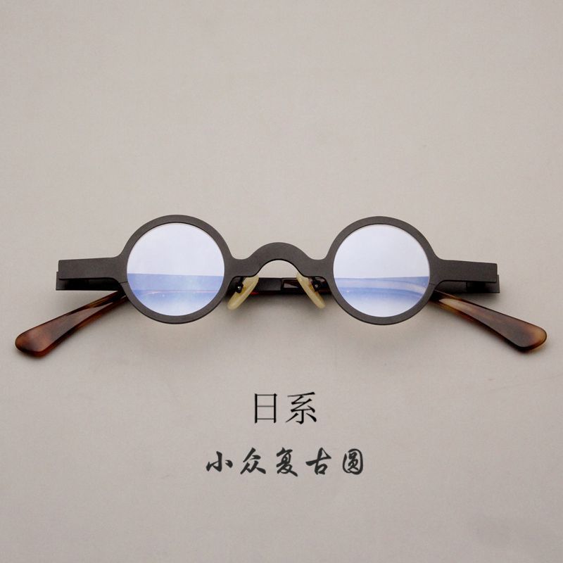 厂家批发日系小众复古圆小框光学眼镜架 男女文艺个性金属小圆框