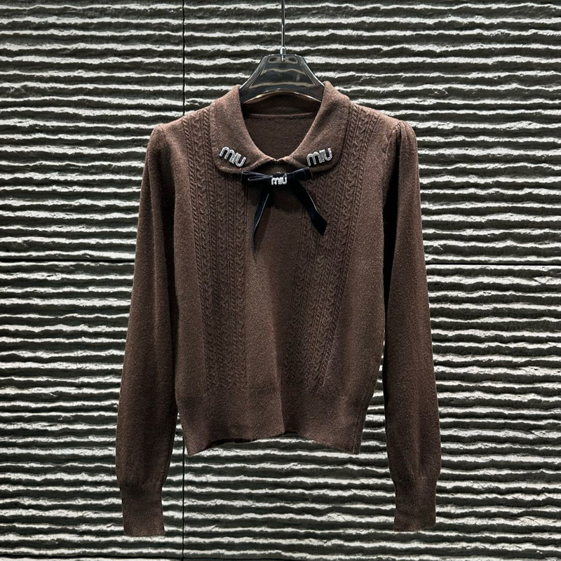 mm25秋冬新款减龄少女风娃娃领蝴蝶结针织长袖 七色|undefined