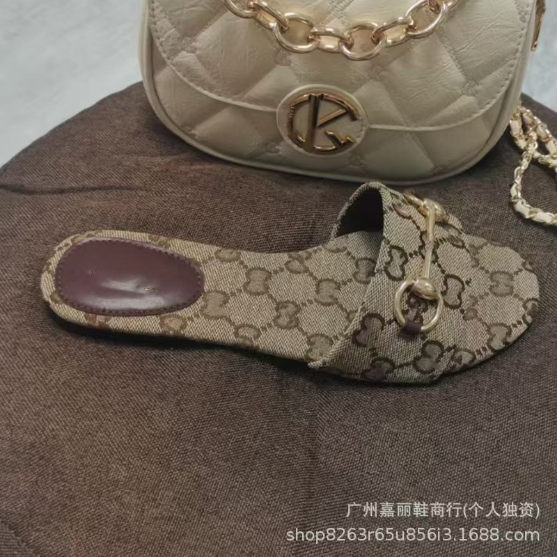 G家2025新款夏季沙滩平底露趾圆头轻便百搭外穿懒人一脚蹬拖鞋女|undefined