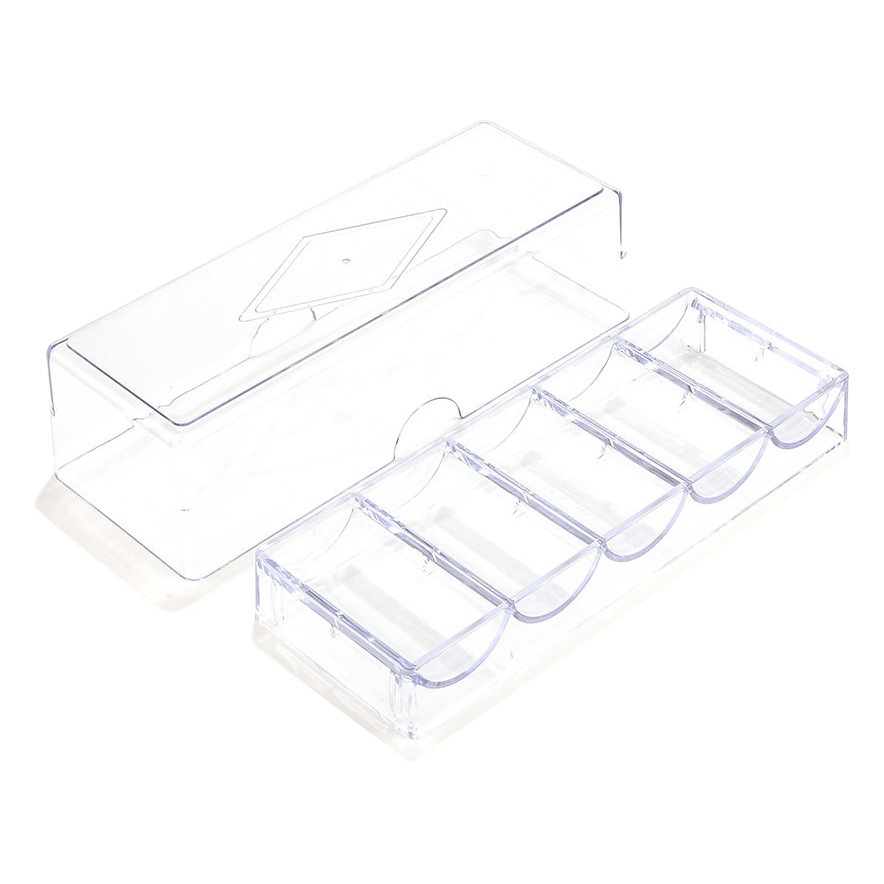Bandeja de caja de chips de plástico de suministro con tapa 100 piezas caja de rack de chips de acrílico transparente caja de chips de plástico personalizada