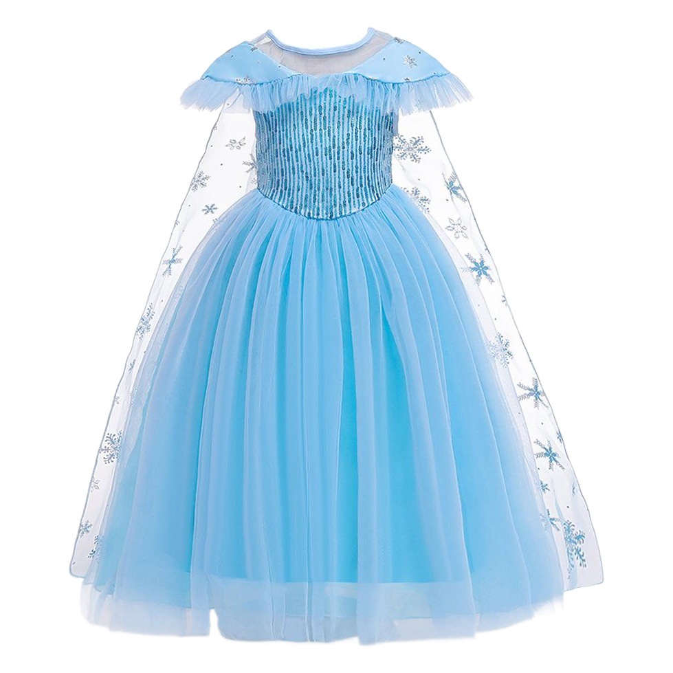 Frozen princesa Elsa vestido transfronterizo ins nueva capa de lentejuelas cola de malla mullido vestido de niña de las flores