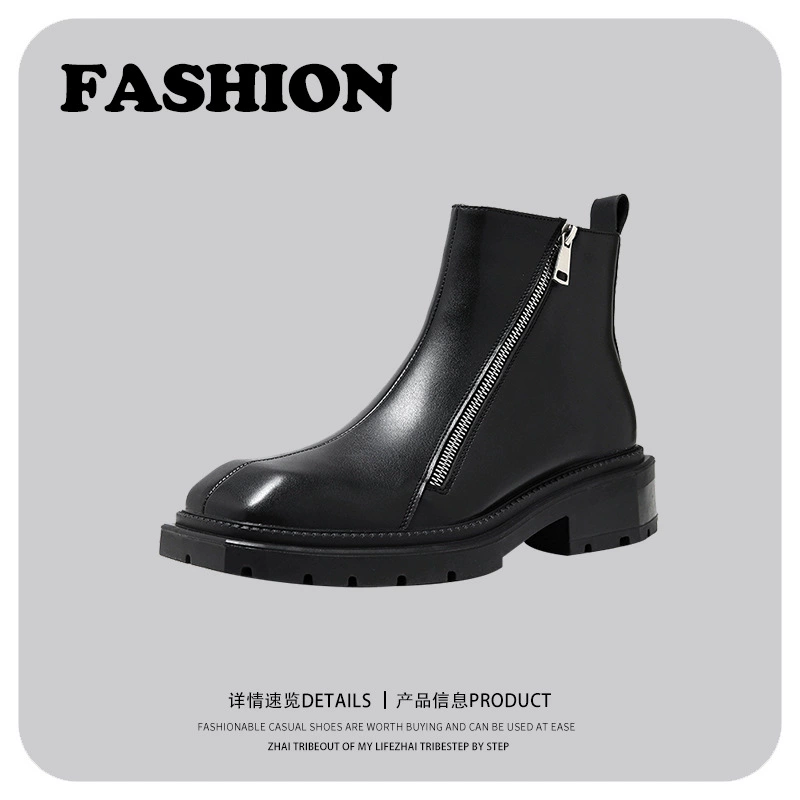 Корейские ботинки челси с боковой молнией, модные и стильные, осень 2024, новый национальный тренд, удобные повседневные ботинки в стиле мартин.