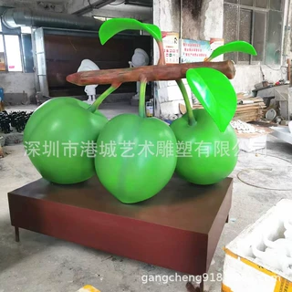 李子之乡活动展示仿真巨型芙蓉李玻璃钢三华李雕塑青梨子苹果雕像