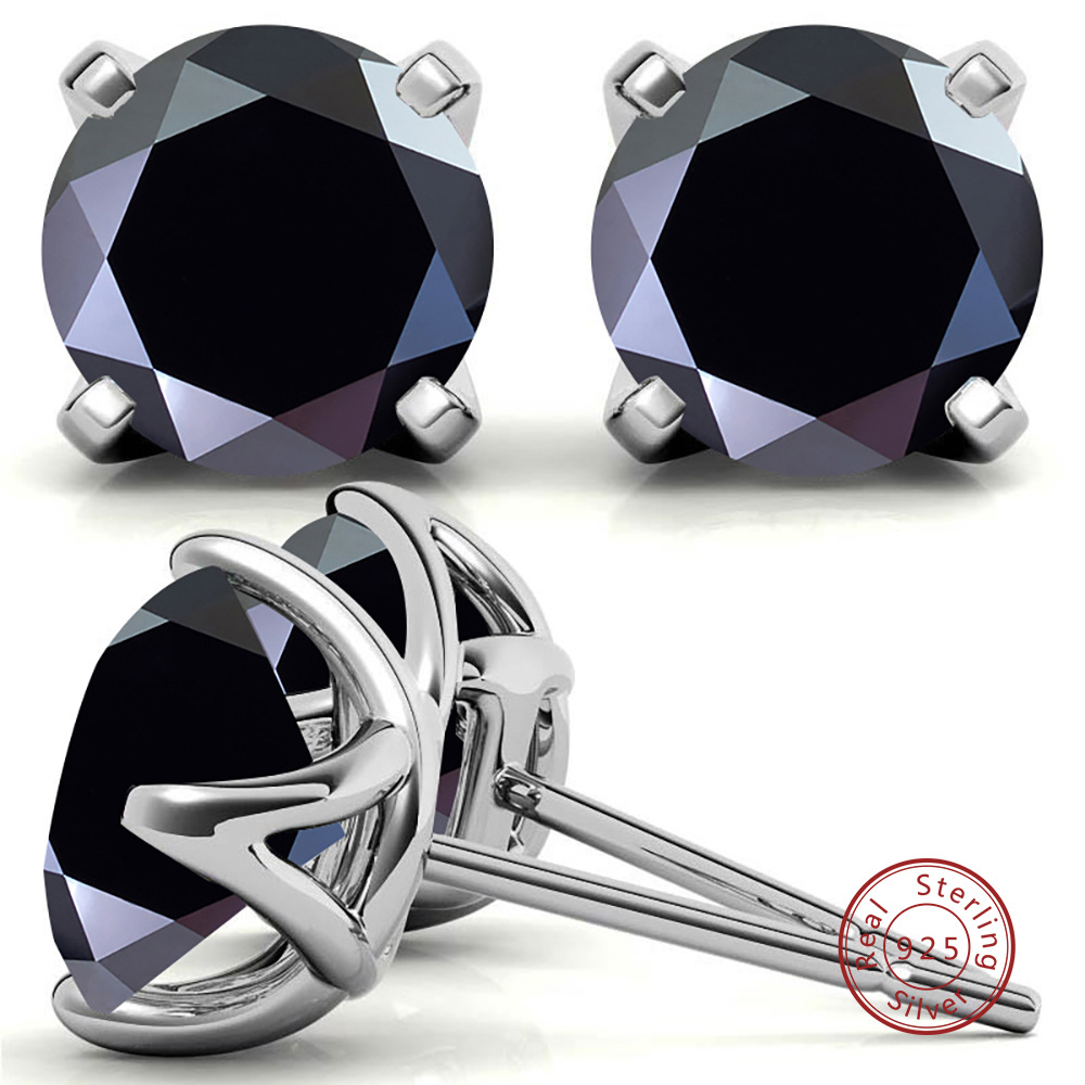 S925 pendientes de plata esterlina 2021 nuevos pendientes clásicos femeninos simple cuatro patas un quilate adornos pendientes de piedra de mozan