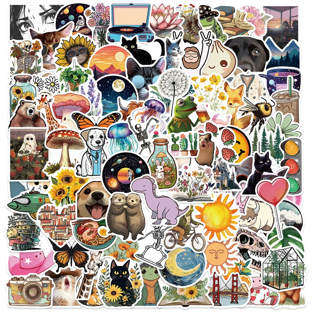 100 оригинальных Amazon популярных мультяшных наклеек на чашку с водой персонализированные граффити ноутбук мобильный телефон скейтборд наклейки
