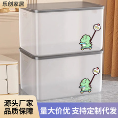 透明收纳盒家用桌面零食玩具大容量带盖整理盒卧室客厅衣物储物盒