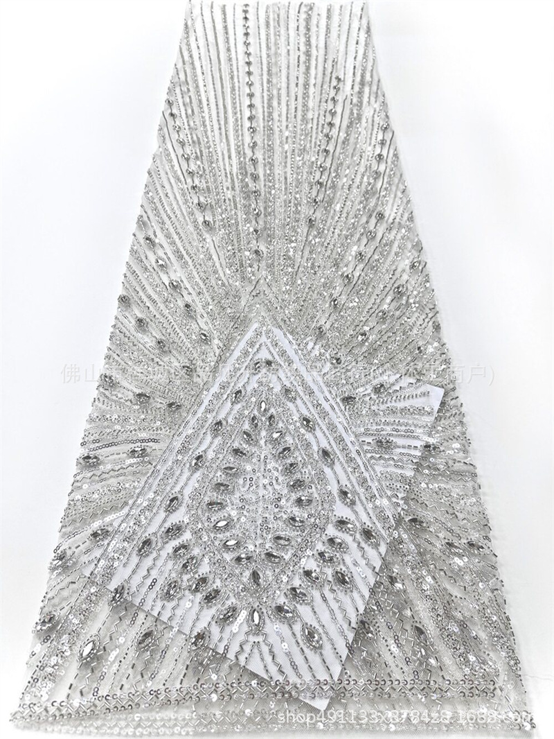 Vertical V radiante tubo de diamante de plata tela de malla de tela de vestido delgada larga cortar al por mayor