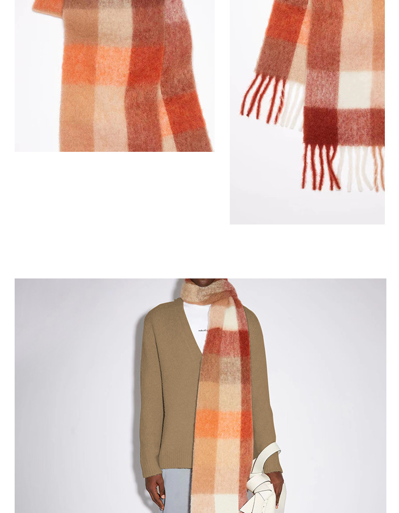 Women's Scarves Plaid Scarf New Stitching Cashmere-like Mahaired Women Warm Shawl _voghion.com